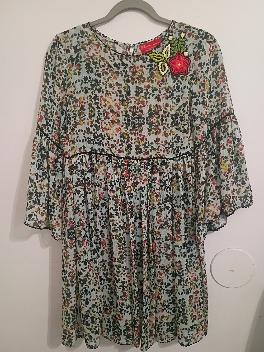 Bhanuni By Jyoti Anthropolgie Light Blue Floral Mini Dress Sz 2P
